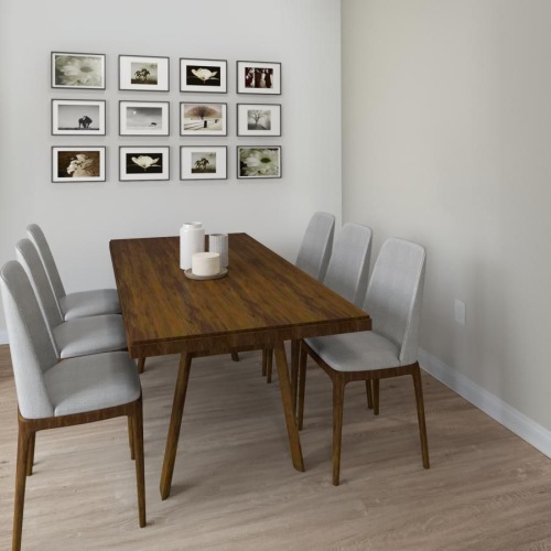 Wide open living areas perfect for entertaining a dining room table with chairs